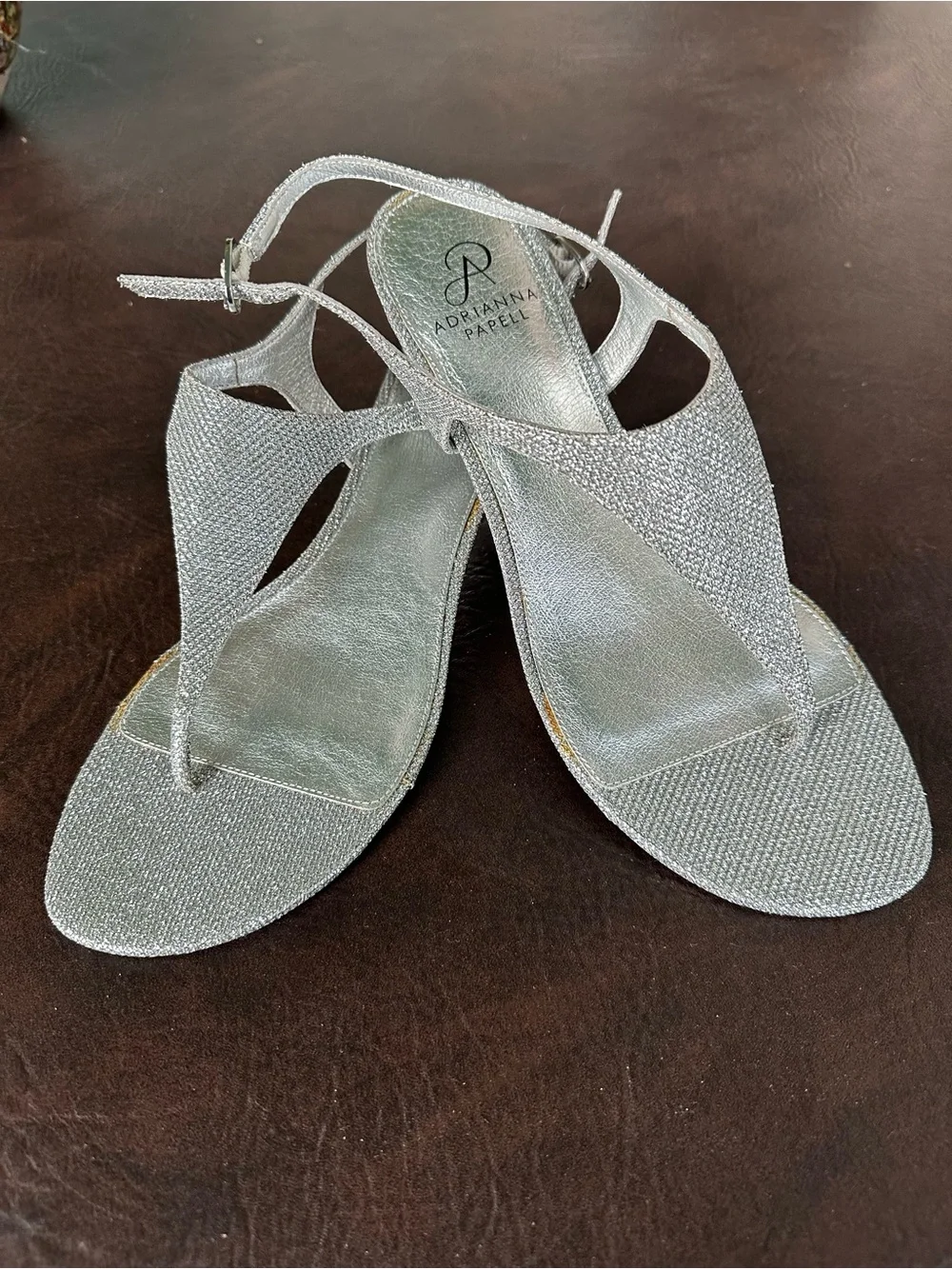 Adrianna Papell Silver Glitter Slingback Sandals